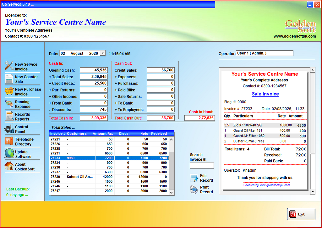 POS System Vehicle Services