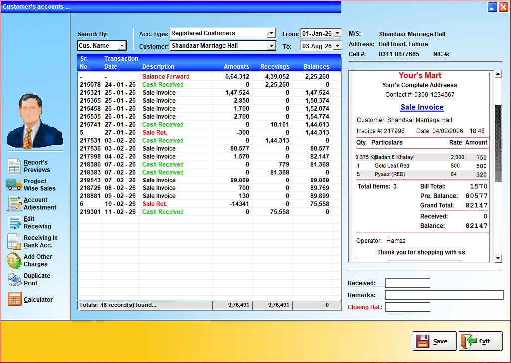 Customer's Accounts